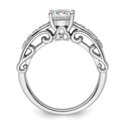14K Weißgold Verlobungsring mit 0,25 ct. laborgezüchteten Diamanten VS/SI+ G+, 1 ct. rundem Mittelstein in Kanalfassung mit gemeinsamer Krappenfassung