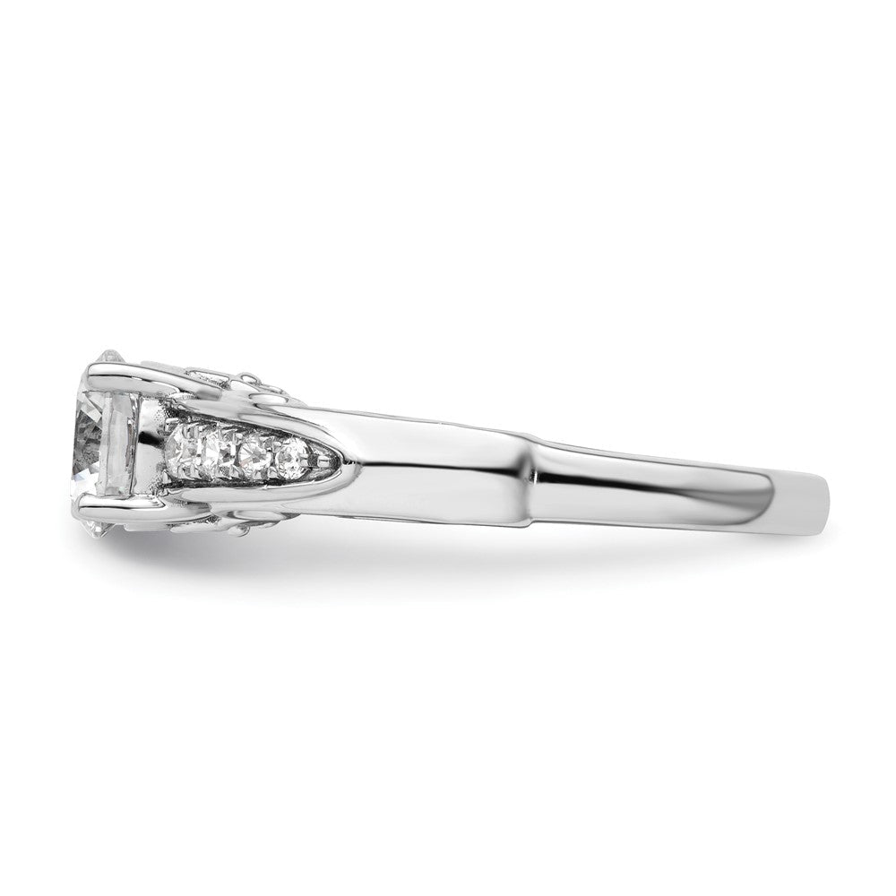 14K Weißgold Verlobungsring mit 0,25 ct. laborgezüchteten Diamanten VS/SI+ G+, 1 ct. rundem Mittelstein in Kanalfassung mit gemeinsamer Krappenfassung
