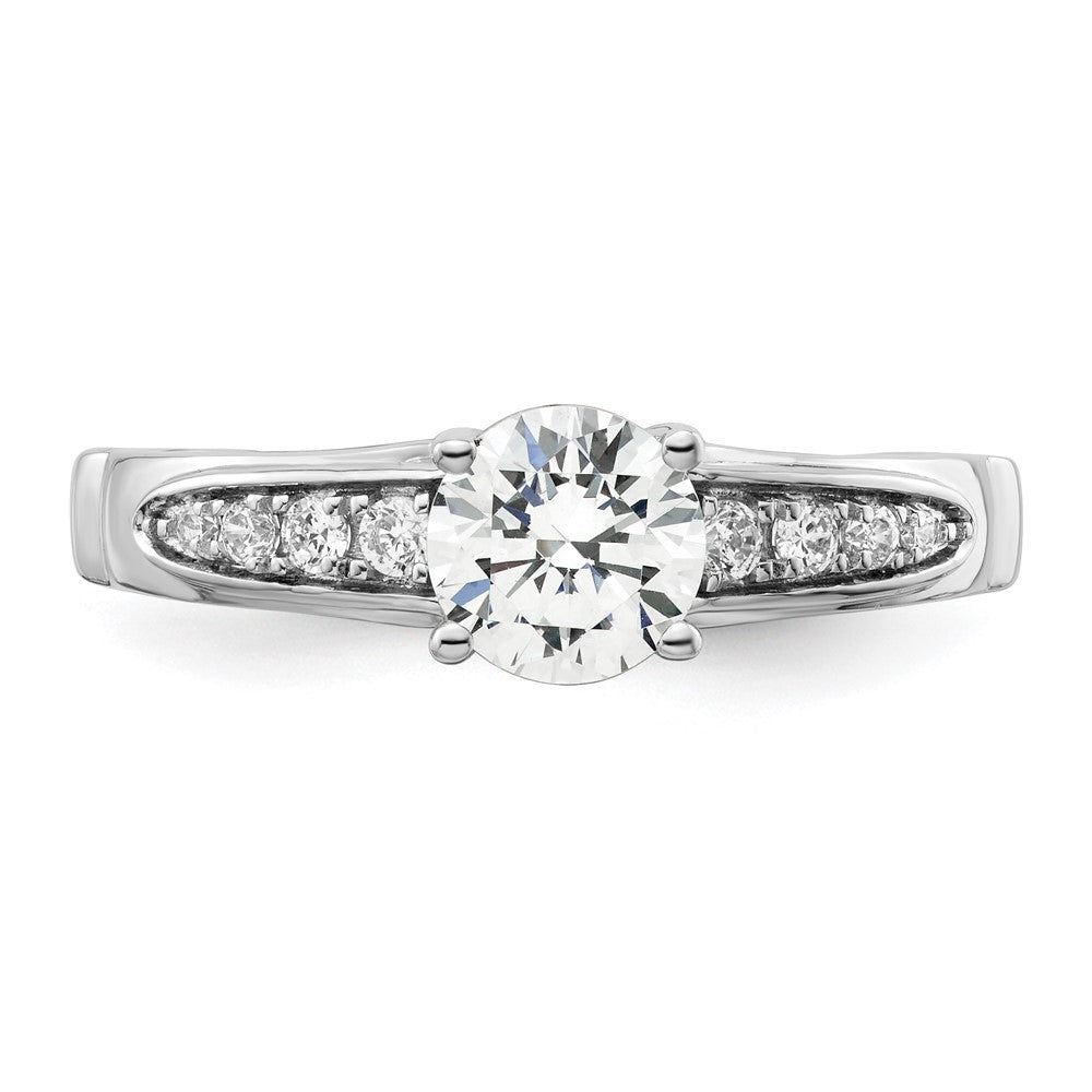 14K Weißgold Verlobungsring mit 0,25 ct. laborgezüchteten Diamanten VS/SI+ G+, 1 ct. rundem Mittelstein in Kanalfassung mit gemeinsamer Krappenfassung