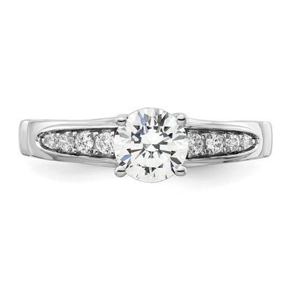 14K Weißgold Verlobungsring mit 0,25 ct. laborgezüchteten Diamanten VS/SI+ G+, 1 ct. rundem Mittelstein in Kanalfassung mit gemeinsamer Krappenfassung