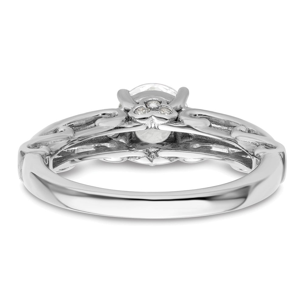 14K Weißgold Verlobungsring mit 0,25 ct. laborgezüchteten Diamanten VS/SI+ G+, 1 ct. rundem Mittelstein in Kanalfassung mit gemeinsamer Krappenfassung