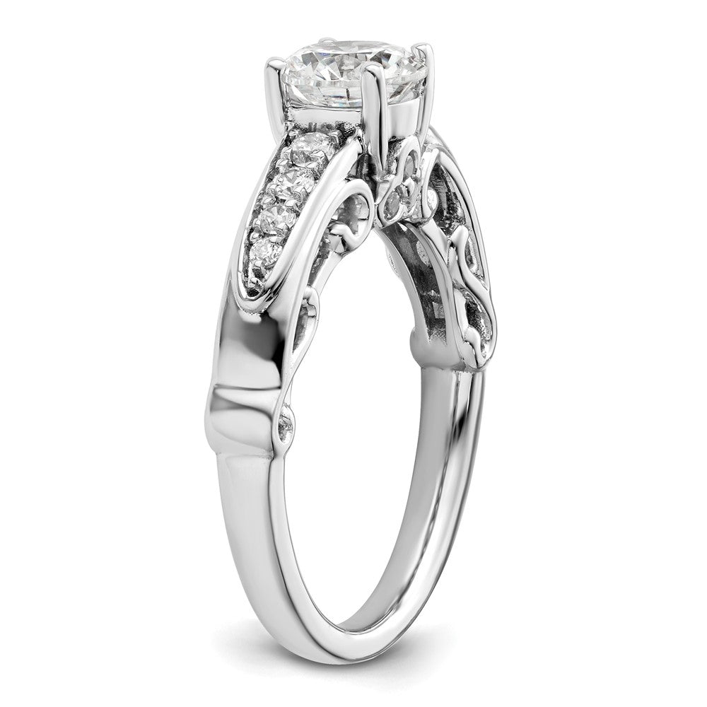 14K Weißgold Verlobungsring mit 0,25 ct. laborgezüchteten Diamanten VS/SI+ G+, 1 ct. rundem Mittelstein in Kanalfassung mit gemeinsamer Krappenfassung