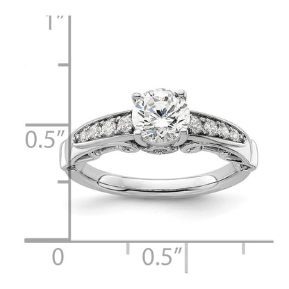 14K Weißgold Verlobungsring mit 0,25 ct. laborgezüchteten Diamanten VS/SI+ G+, 1 ct. rundem Mittelstein in Kanalfassung mit gemeinsamer Krappenfassung