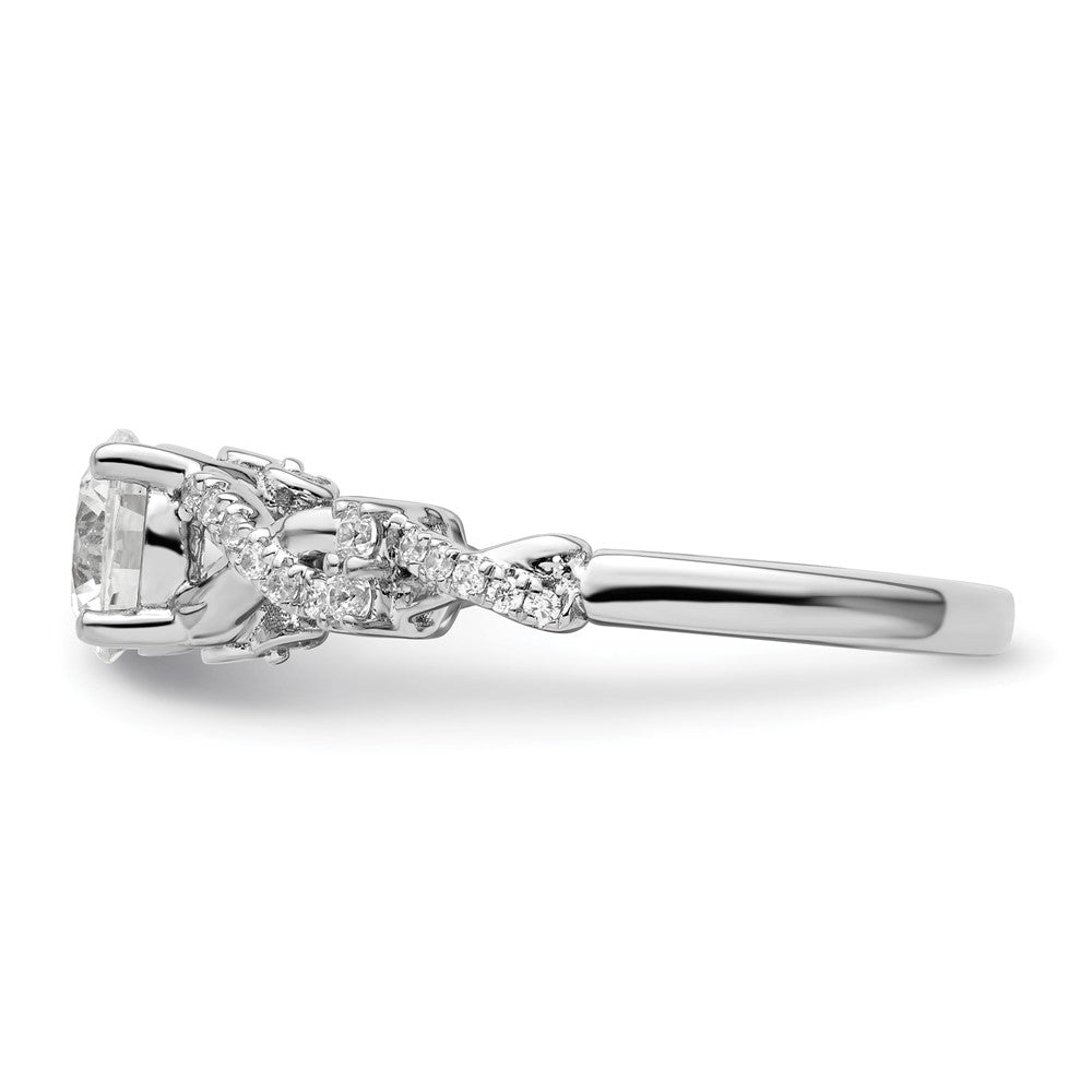 14K Weißgold 0,25 ct. laborgezüchteter Diamant VS/SI+ G+ 1 ct. Mittelstein Rund Bypass Verlobungsring