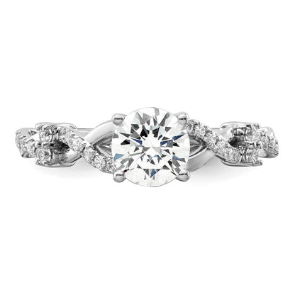14K Weißgold 0,25 ct. laborgezüchteter Diamant VS/SI+ G+ 1 ct. Mittelstein Rund Bypass Verlobungsring