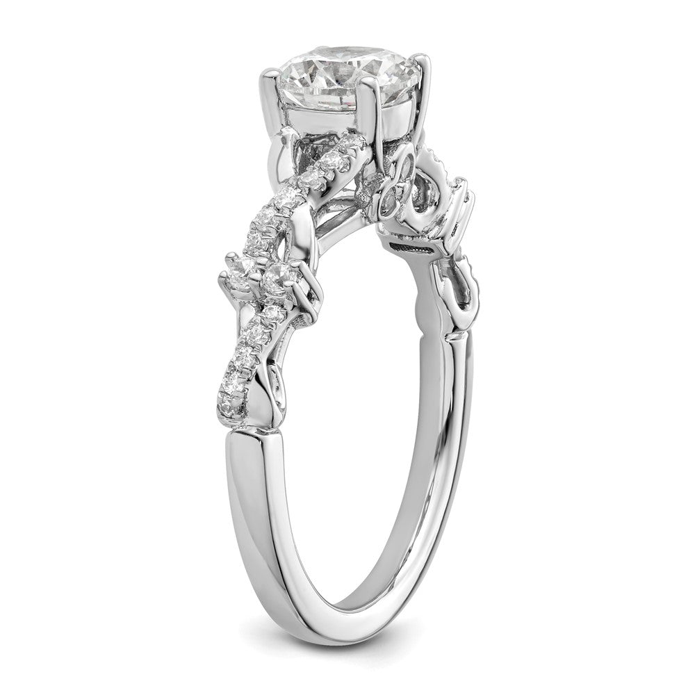 14K Weißgold 0,25 ct. laborgezüchteter Diamant VS/SI+ G+ 1 ct. Mittelstein Rund Bypass Verlobungsring