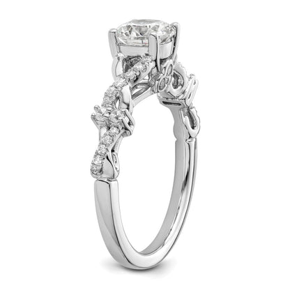 14K Weißgold 0,25 ct. laborgezüchteter Diamant VS/SI+ G+ 1 ct. Mittelstein Rund Bypass Verlobungsring