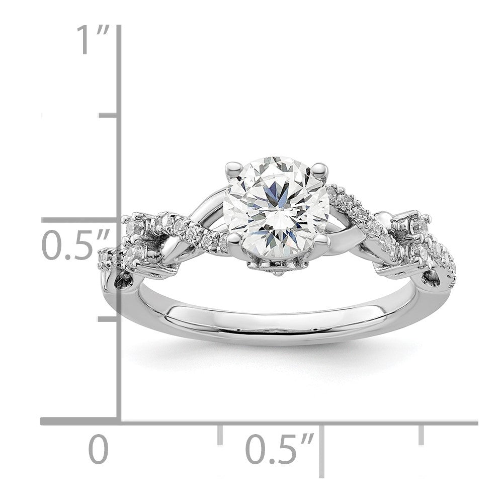 14K Weißgold 0,25 ct. laborgezüchteter Diamant VS/SI+ G+ 1 ct. Mittelstein Rund Bypass Verlobungsring