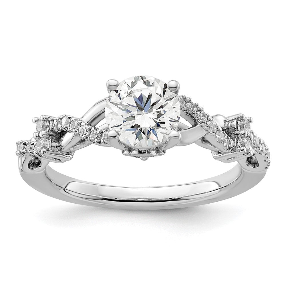 14K Weißgold 0,25 ct. laborgezüchteter Diamant VS/SI+ G+ 1 ct. Mittelstein Rund Bypass Verlobungsring