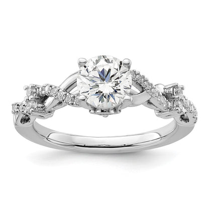 14K Weißgold 0,25 ct. laborgezüchteter Diamant VS/SI+ G+ 1 ct. Mittelstein Rund Bypass Verlobungsring