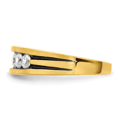 14K Gelbgold Ring mit Schwarzrhodinierung und 1 ct. im Labor gezüchtetem Diamant VS/SI+ G+ für Herren