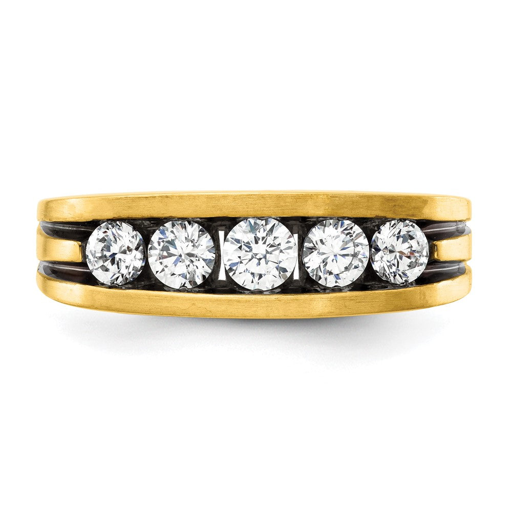 14K Gelbgold Ring mit Schwarzrhodinierung und 1 ct. im Labor gezüchtetem Diamant VS/SI+ G+ für Herren