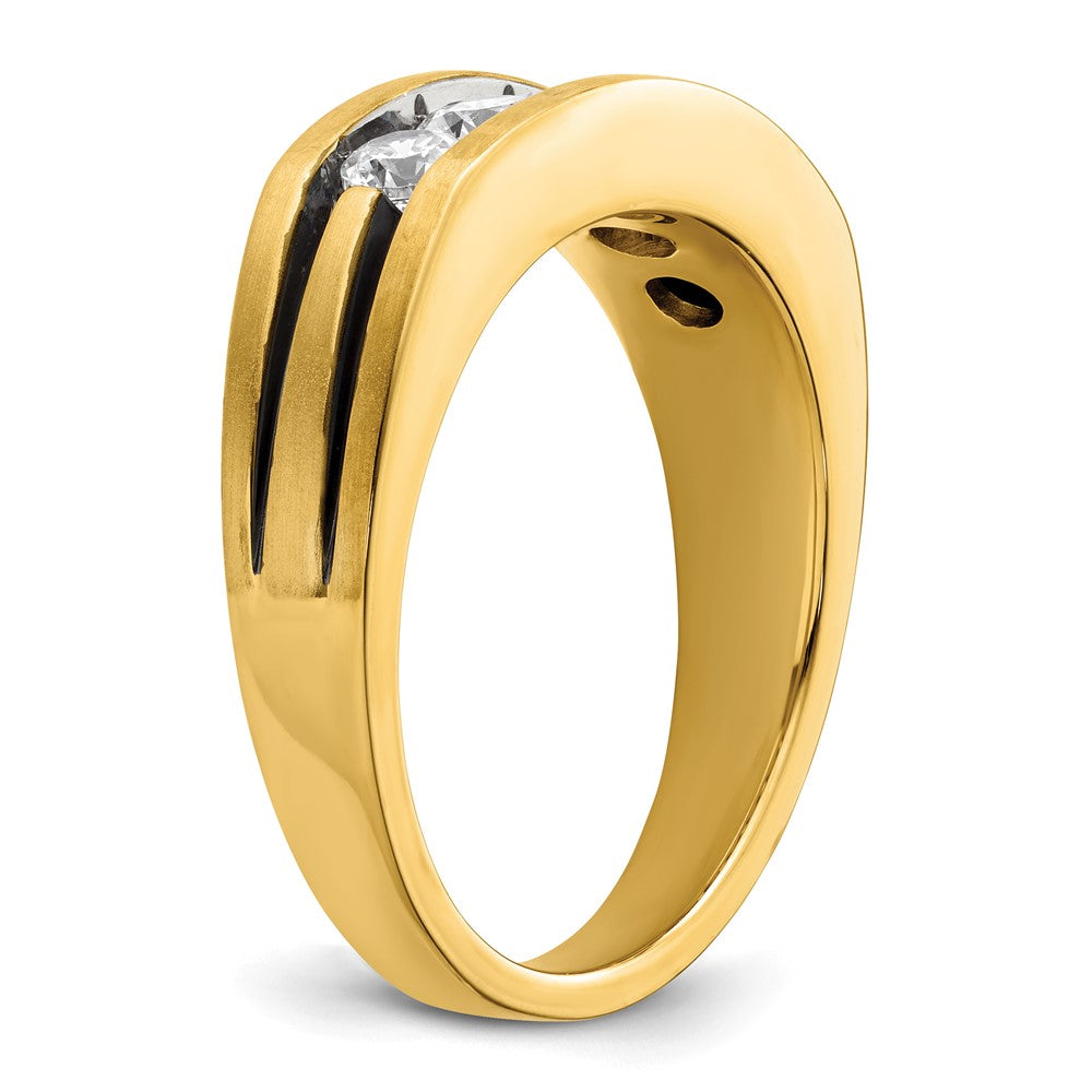 14K Gelbgold Ring mit Schwarzrhodinierung und 1 ct. im Labor gezüchtetem Diamant VS/SI+ G+ für Herren