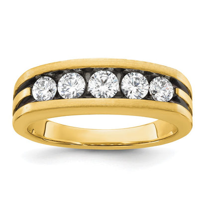 14K Gelbgold Ring mit Schwarzrhodinierung und 1 ct. im Labor gezüchtetem Diamant VS/SI+ G+ für Herren