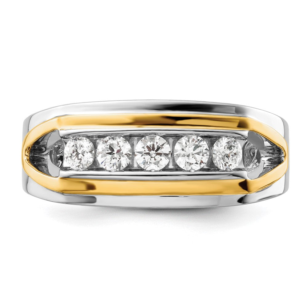14K Bicolor Weißgold 0,5 ct. Laborgezüchteter Diamant VS/SI+ G+ Fünf-Steine-Herrenring