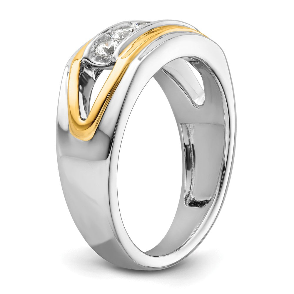 14K Bicolor Weißgold 0,5 ct. Laborgezüchteter Diamant VS/SI+ G+ Fünf-Steine-Herrenring