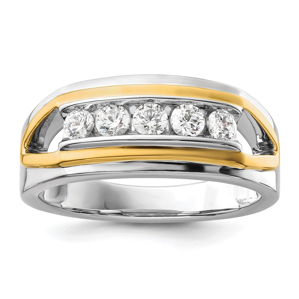 14K Bicolor Weißgold 0,5 ct. Laborgezüchteter Diamant VS/SI+ G+ Fünf-Steine-Herrenring