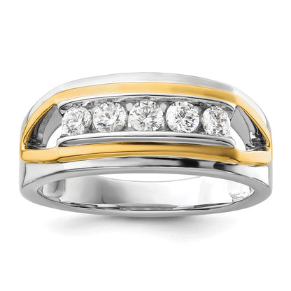 14K Bicolor Weißgold 0,5 ct. Laborgezüchteter Diamant VS/SI+ G+ Fünf-Steine-Herrenring
