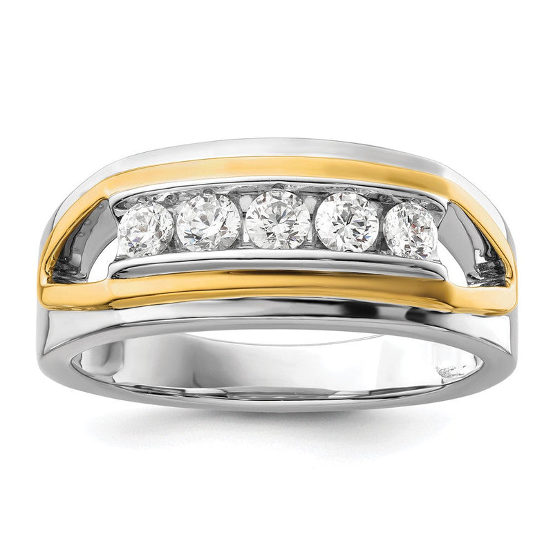 14K Bicolor Weißgold 0,5 ct. Laborgezüchteter Diamant VS/SI+ G+ Fünf-Steine-Herrenring