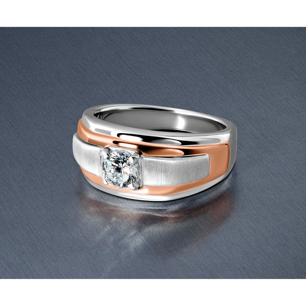 14K Bicolor Herrenring mit Labordiamanten VS/SI+ G+