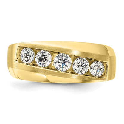 10K-Gelbgold-Herrenring mit 1 ct. im Labor gezüchteten Diamanten VS/SI+ G+, Fünf-Stein