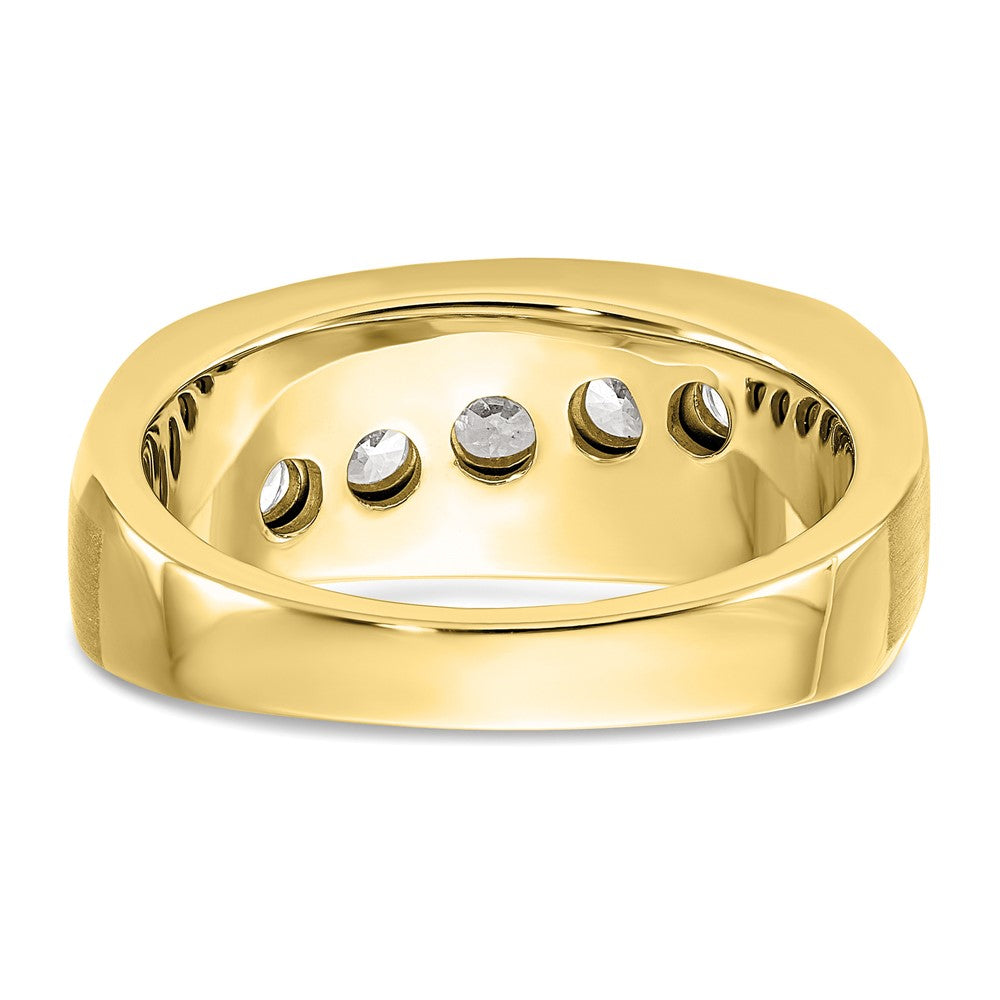 10K-Gelbgold-Herrenring mit 1 ct. im Labor gezüchteten Diamanten VS/SI+ G+, Fünf-Stein