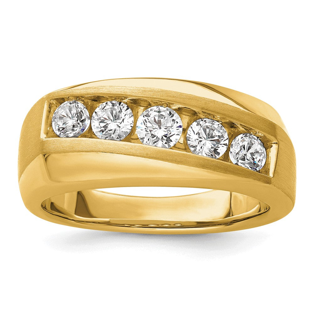10K-Gelbgold-Herrenring mit 1 ct. im Labor gezüchteten Diamanten VS/SI+ G+, Fünf-Stein