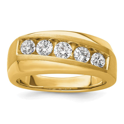 10K-Gelbgold-Herrenring mit 1 ct. im Labor gezüchteten Diamanten VS/SI+ G+, Fünf-Stein