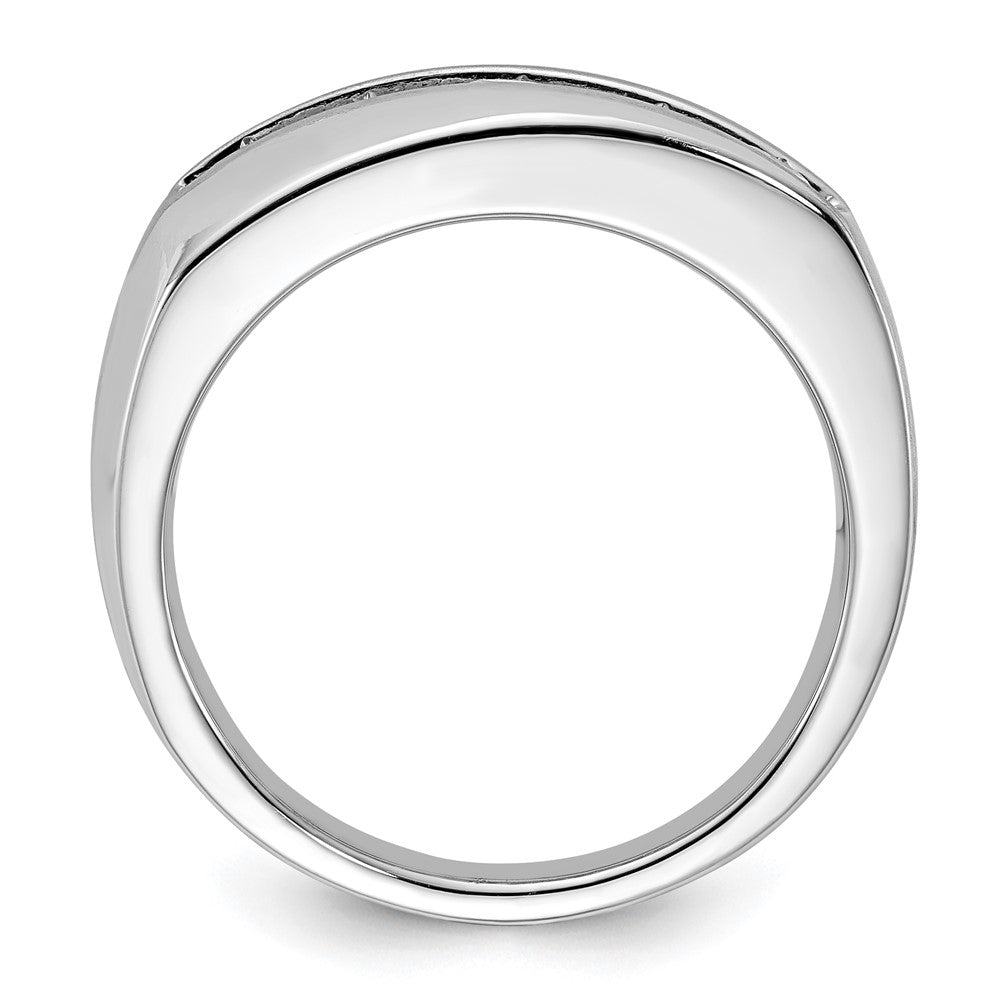 10K Weißgold Herrenring mit 1 ct. laborgezüchteten Diamanten VS/SI+ G+, Fünf-Stein-Fassung, komplett
