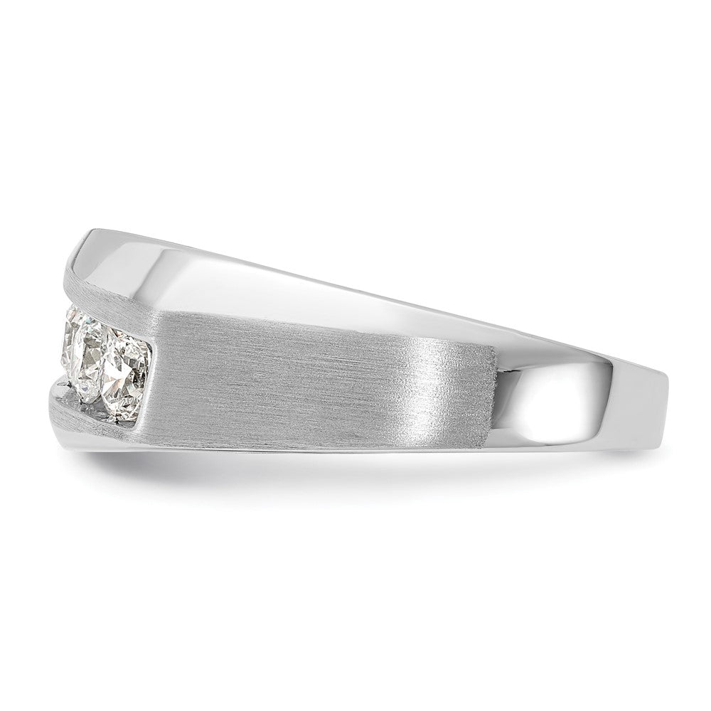 10K Weißgold Herrenring mit 1 ct. laborgezüchteten Diamanten VS/SI+ G+, Fünf-Stein-Fassung, komplett