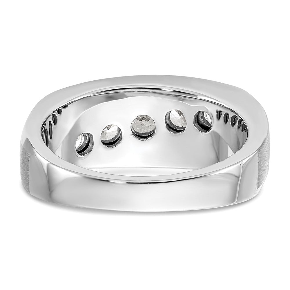 10K Weißgold Herrenring mit 1 ct. laborgezüchteten Diamanten VS/SI+ G+, Fünf-Stein-Fassung, komplett