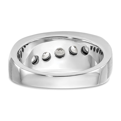 10K Weißgold Herrenring mit 1 ct. laborgezüchteten Diamanten VS/SI+ G+, Fünf-Stein-Fassung, komplett