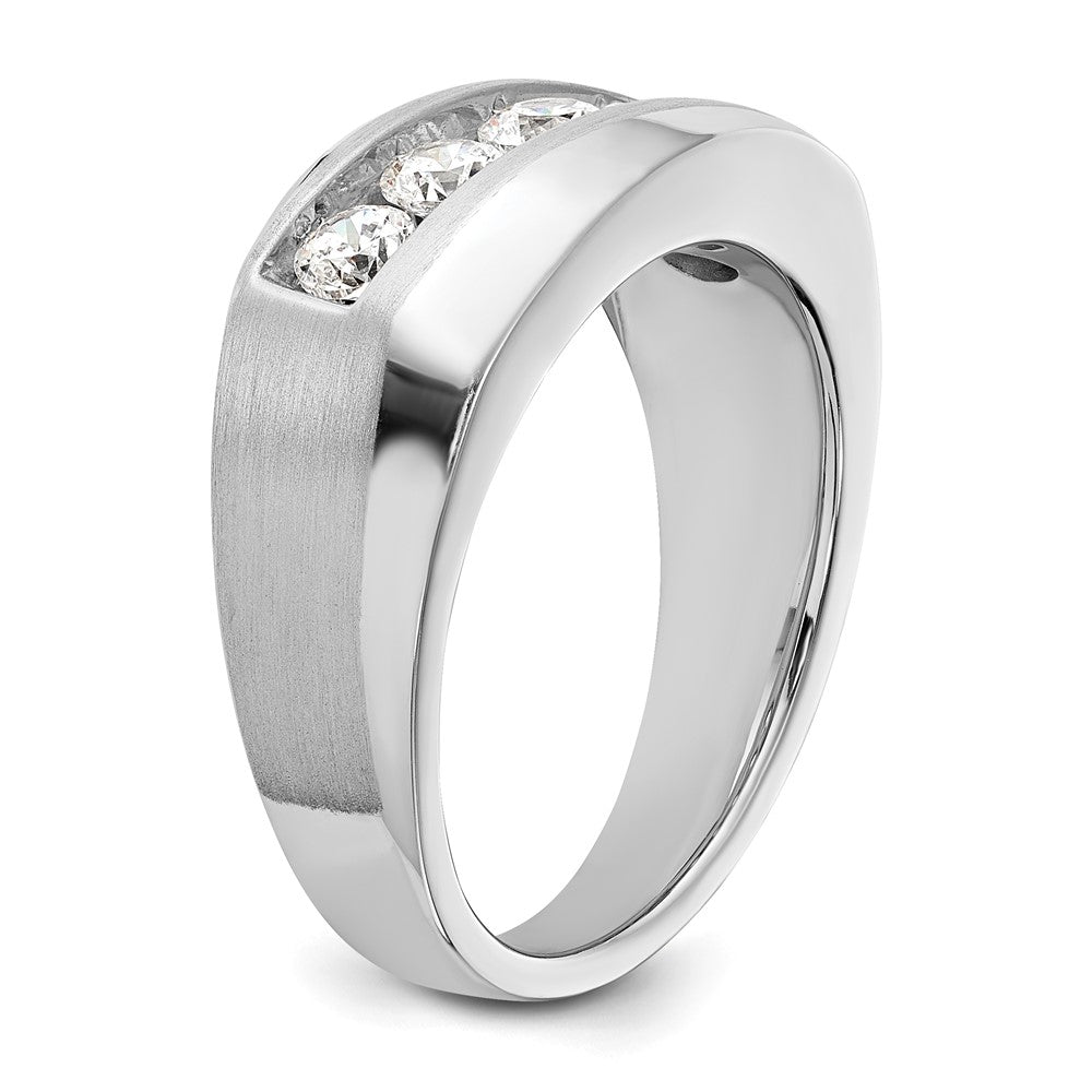 10K Weißgold Herrenring mit 1 ct. laborgezüchteten Diamanten VS/SI+ G+, Fünf-Stein-Fassung, komplett