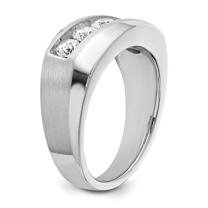 10K Weißgold Herrenring mit 1 ct. laborgezüchteten Diamanten VS/SI+ G+, Fünf-Stein-Fassung, komplett