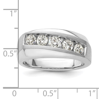 10K Weißgold Herrenring mit 1 ct. laborgezüchteten Diamanten VS/SI+ G+, Fünf-Stein-Fassung, komplett
