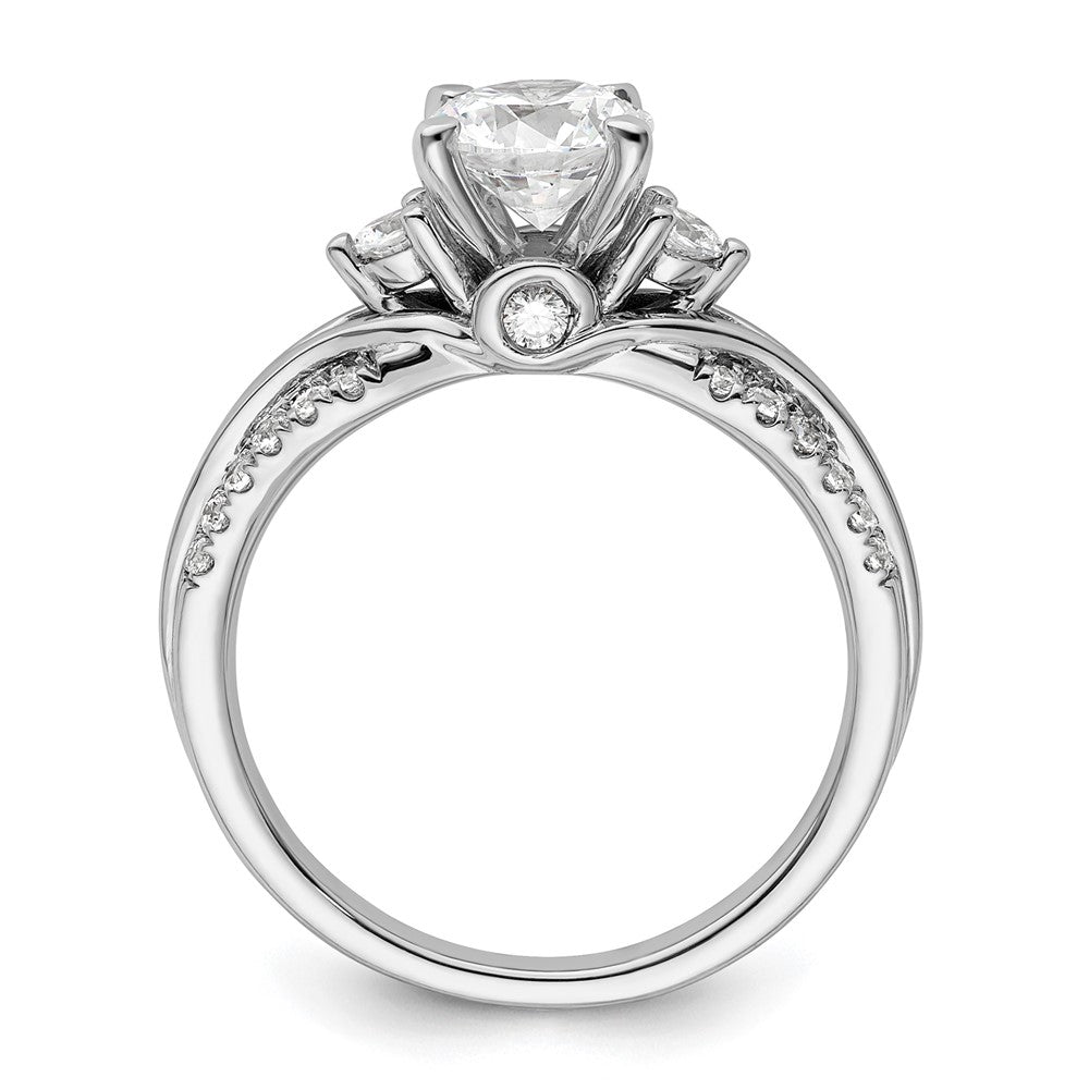 14K Weißgold Verlobungsring mit 0,375 ct. Labor gezüchteten Diamanten VS/SI+ G+, 1 ct. rundem Mittelstein, gemeinsamer Krappenfassung