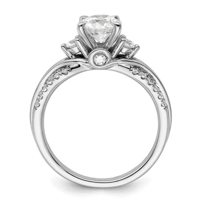14K Weißgold Verlobungsring mit 0,375 ct. Labor gezüchteten Diamanten VS/SI+ G+, 1 ct. rundem Mittelstein, gemeinsamer Krappenfassung