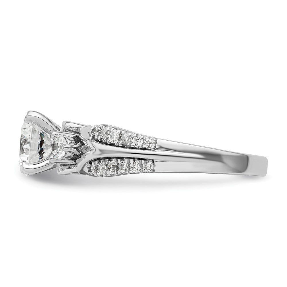 14K Weißgold Verlobungsring mit 0,375 ct. Labor gezüchteten Diamanten VS/SI+ G+, 1 ct. rundem Mittelstein, gemeinsamer Krappenfassung