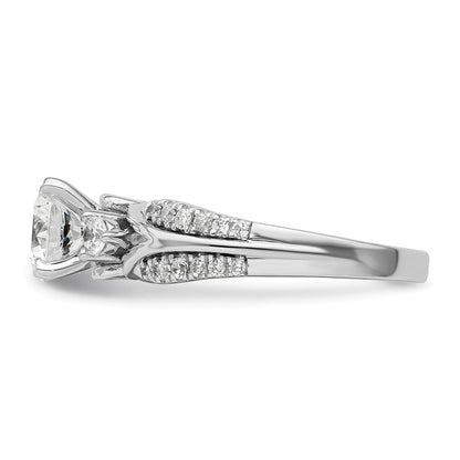 14K Weißgold Verlobungsring mit 0,375 ct. Labor gezüchteten Diamanten VS/SI+ G+, 1 ct. rundem Mittelstein, gemeinsamer Krappenfassung
