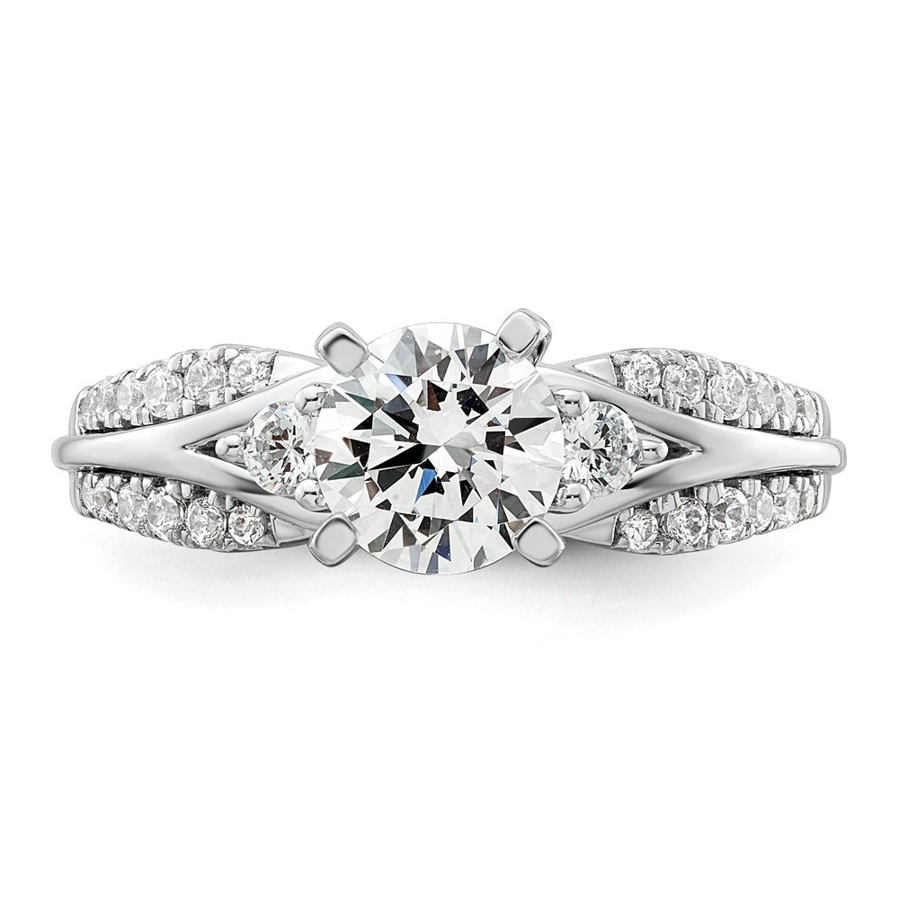 14K Weißgold Verlobungsring mit 0,375 ct. Labor gezüchteten Diamanten VS/SI+ G+, 1 ct. rundem Mittelstein, gemeinsamer Krappenfassung