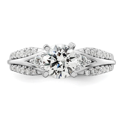 14K Weißgold Verlobungsring mit 0,375 ct. Labor gezüchteten Diamanten VS/SI+ G+, 1 ct. rundem Mittelstein, gemeinsamer Krappenfassung