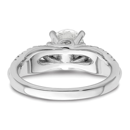 14K Weißgold Verlobungsring mit 0,375 ct. Labor gezüchteten Diamanten VS/SI+ G+, 1 ct. rundem Mittelstein, gemeinsamer Krappenfassung
