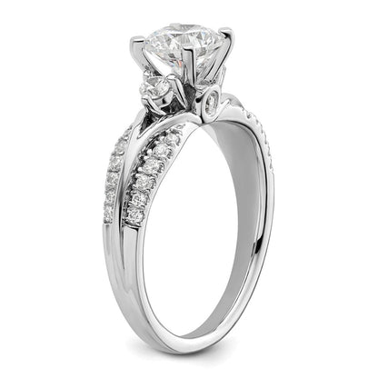 14K Weißgold Verlobungsring mit 0,375 ct. Labor gezüchteten Diamanten VS/SI+ G+, 1 ct. rundem Mittelstein, gemeinsamer Krappenfassung