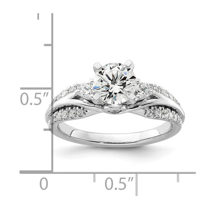 14K Weißgold Verlobungsring mit 0,375 ct. Labor gezüchteten Diamanten VS/SI+ G+, 1 ct. rundem Mittelstein, gemeinsamer Krappenfassung