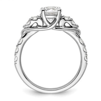 14K Weißgold Verlobungsring mit 0,625 ct. Labor gezüchteten Diamanten VS/SI+ G+, 1 ct. rundem Center-Diamanten, Shared-Prong-Fassung