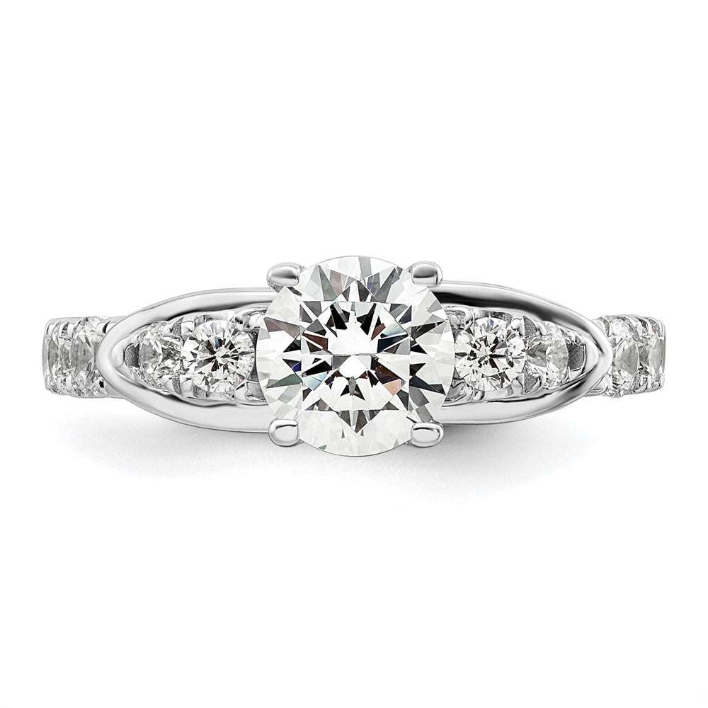 14K Weißgold Verlobungsring mit 0,625 ct. Labor gezüchteten Diamanten VS/SI+ G+, 1 ct. rundem Center-Diamanten, Shared-Prong-Fassung