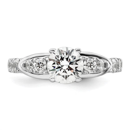 14K Weißgold Verlobungsring mit 0,625 ct. Labor gezüchteten Diamanten VS/SI+ G+, 1 ct. rundem Center-Diamanten, Shared-Prong-Fassung