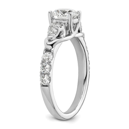 14K Weißgold Verlobungsring mit 0,625 ct. Labor gezüchteten Diamanten VS/SI+ G+, 1 ct. rundem Center-Diamanten, Shared-Prong-Fassung