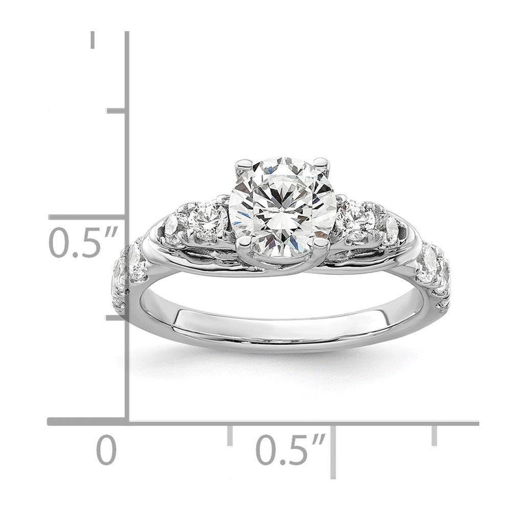14K Weißgold Verlobungsring mit 0,625 ct. Labor gezüchteten Diamanten VS/SI+ G+, 1 ct. rundem Center-Diamanten, Shared-Prong-Fassung