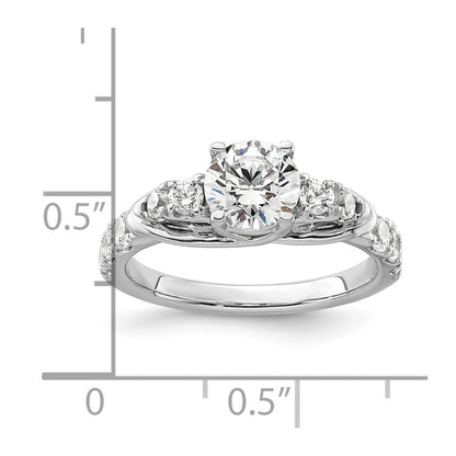 14K Weißgold Verlobungsring mit 0,625 ct. Labor gezüchteten Diamanten VS/SI+ G+, 1 ct. rundem Center-Diamanten, Shared-Prong-Fassung